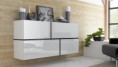 Zwevende dressoir "Tokyo" wit-zwart/hoogglans wit